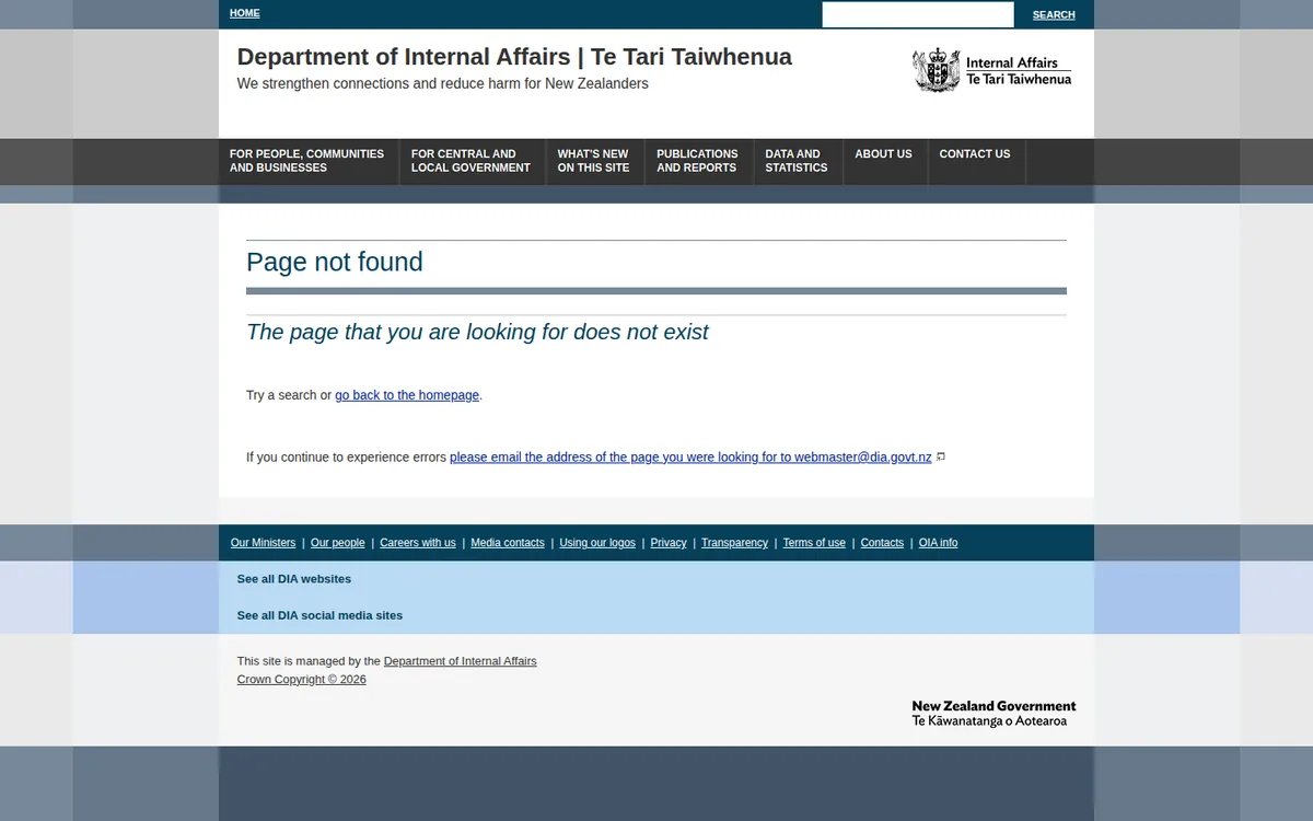 The Department of Internal Affairs page on gambling regulation in New Zealand